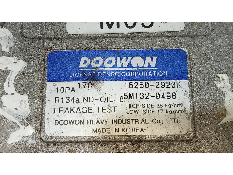Recambio de compresor aire acondicionado para kia sportage ex referencia OEM IAM 162502920K  