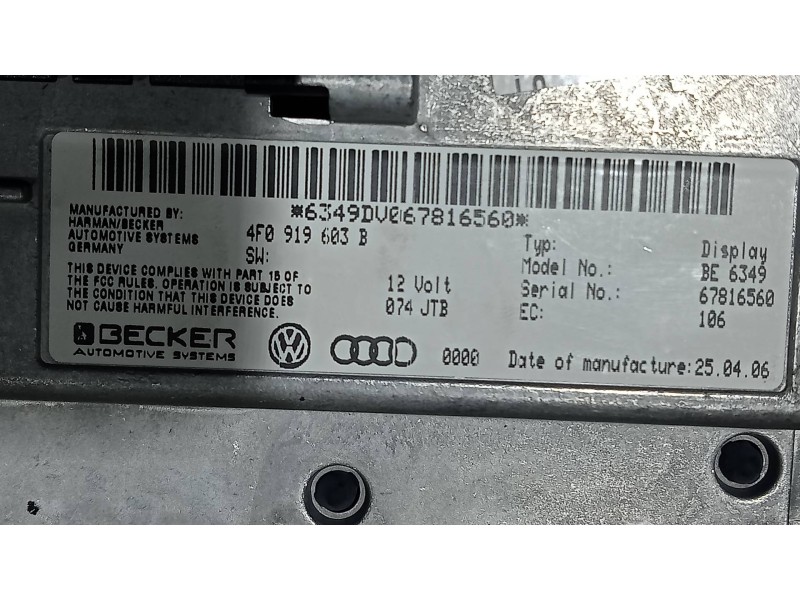Recambio de pantalla multifuncion para audi q7 (4l) 3.0 tdi referencia OEM IAM 4F0919603B  