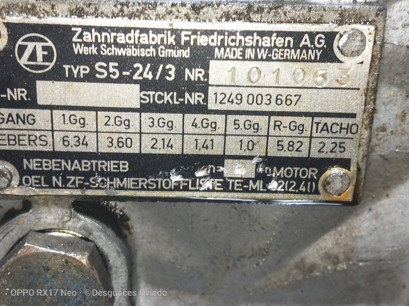 Recambio de caja cambios para renault master 2.5 turbodiesel referencia OEM IAM 1249003667 S5243 101063 Recambio de caja cambios para renault master 2.5 turbodiesel referencia OEM IAM 1249003667 S5243 101063