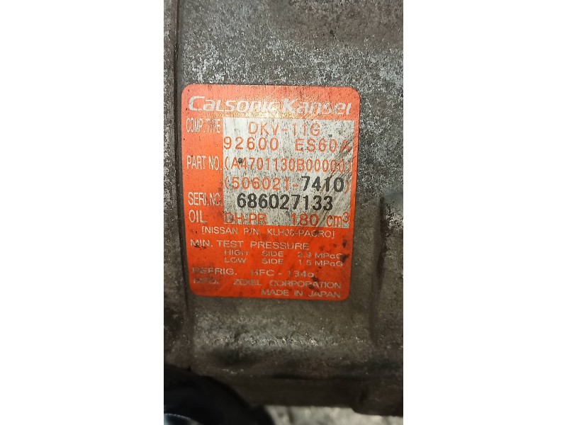 Recambio de compresor aire acondicionado para nissan x-trail (t30) comfort referencia OEM IAM 92600ES60A 5060217410 DKV11G