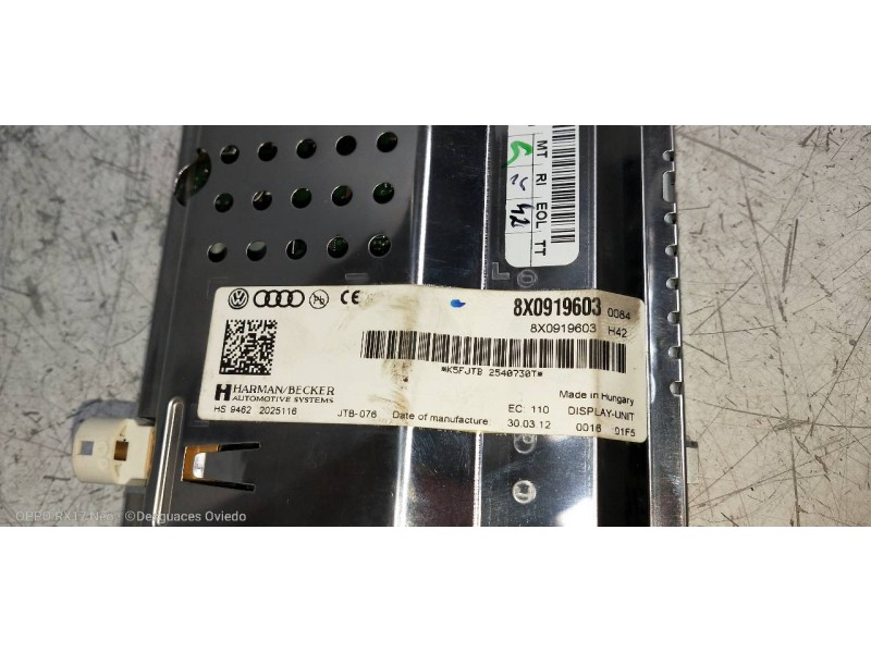 Recambio de pantalla multifuncion para audi a1 sportback (8xa) ambition referencia OEM IAM 8X0919603  