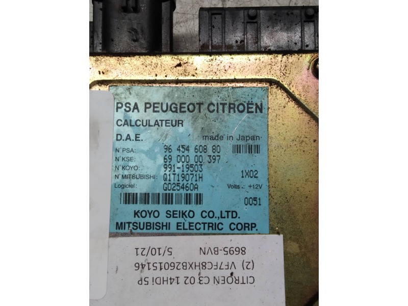 Recambio de centralita direccion para citroen c3 1.4 hdi sx plus referencia OEM IAM 9645460880 6900000397 99119503 Q1T19071H G02