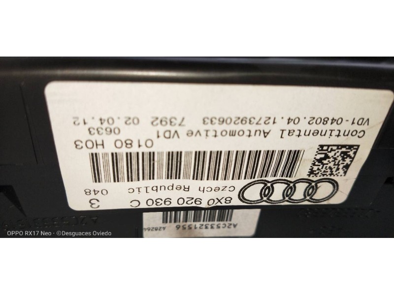 Recambio de cuadro instrumentos para audi a1 sportback (8xa) ambition referencia OEM IAM 8X0920930C A2C30105500 