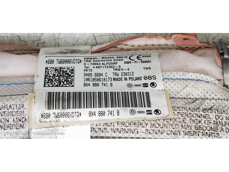 Recambio de airbag cortina delantero izquierdo para audi a1 sportback (8xa) ambition referencia OEM IAM 8X4880741B  