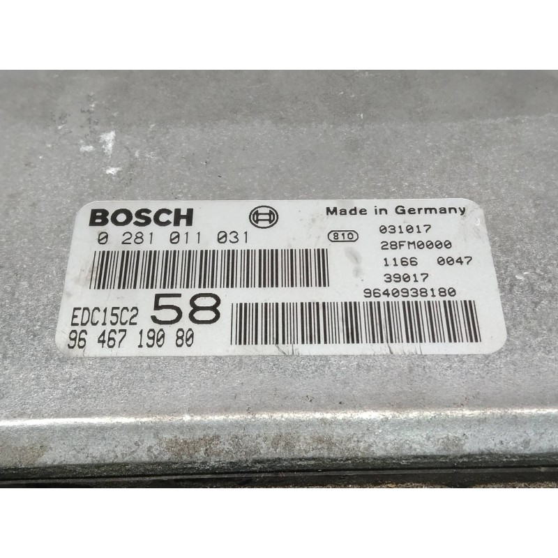 Recambio de centralita motor uce para fiat ulysse (179) 2.0 jtd básico referencia OEM IAM 0281011031 9646719080 EDC15C2 58
