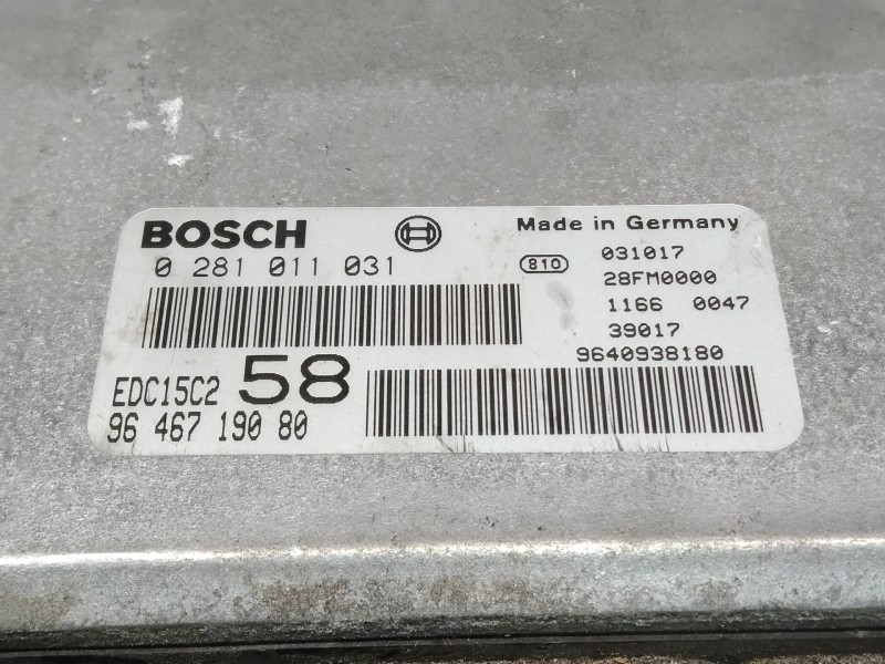 Recambio de centralita motor uce para fiat ulysse (179) 2.0 jtd básico referencia OEM IAM 0281011031 9646719080 EDC15C2 58