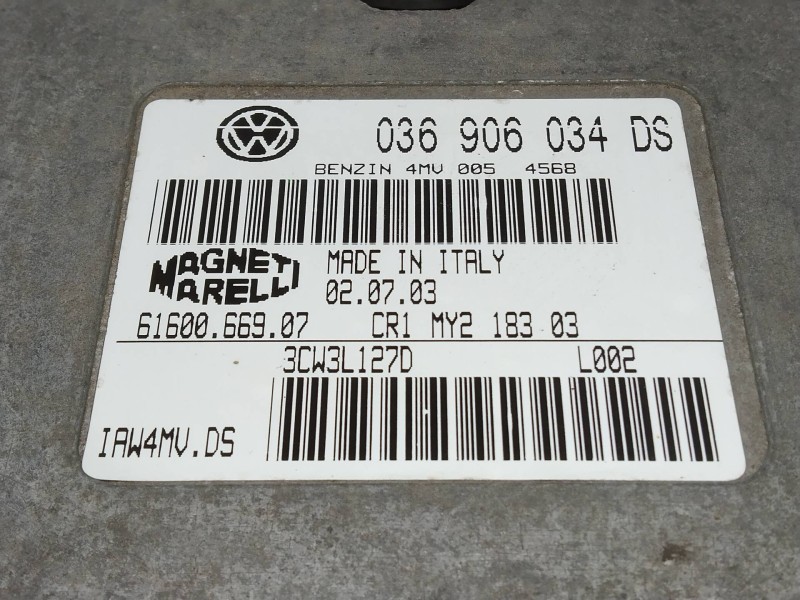 Recambio de centralita motor uce para seat leon (1m1) signo referencia OEM IAM IAW4MVDS 036906034DS 6160066907