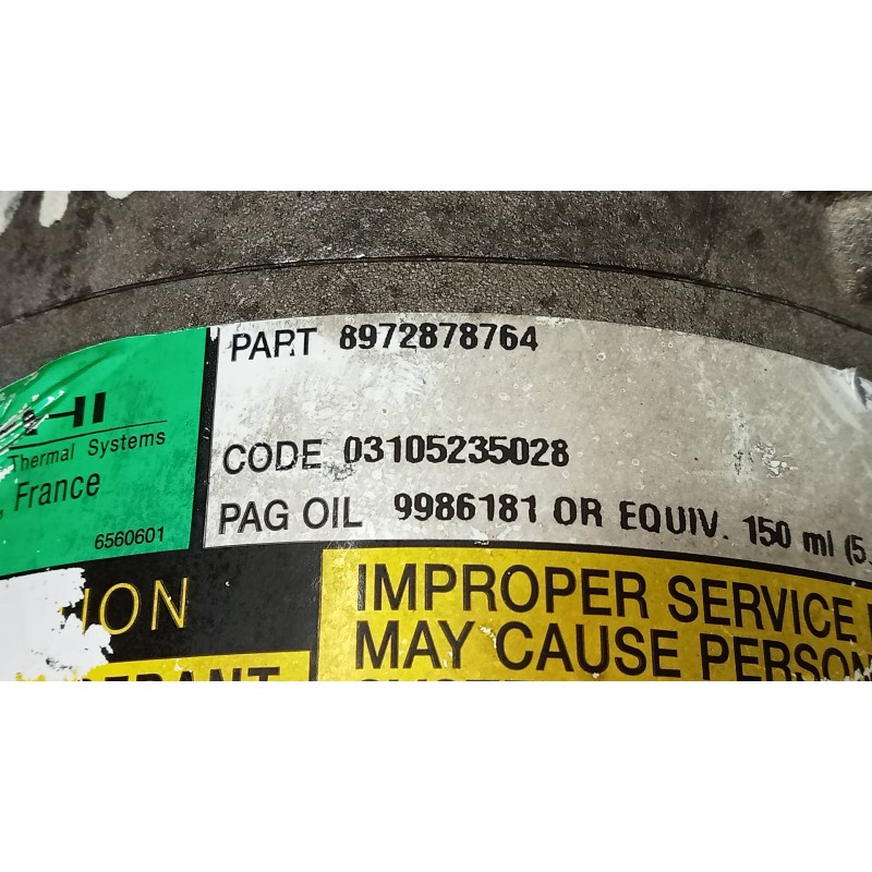 Recambio de compresor aire acondicionado para honda civic berlina 5 (eu7/8) 1.7 ctdi ls referencia OEM IAM 8972878764  