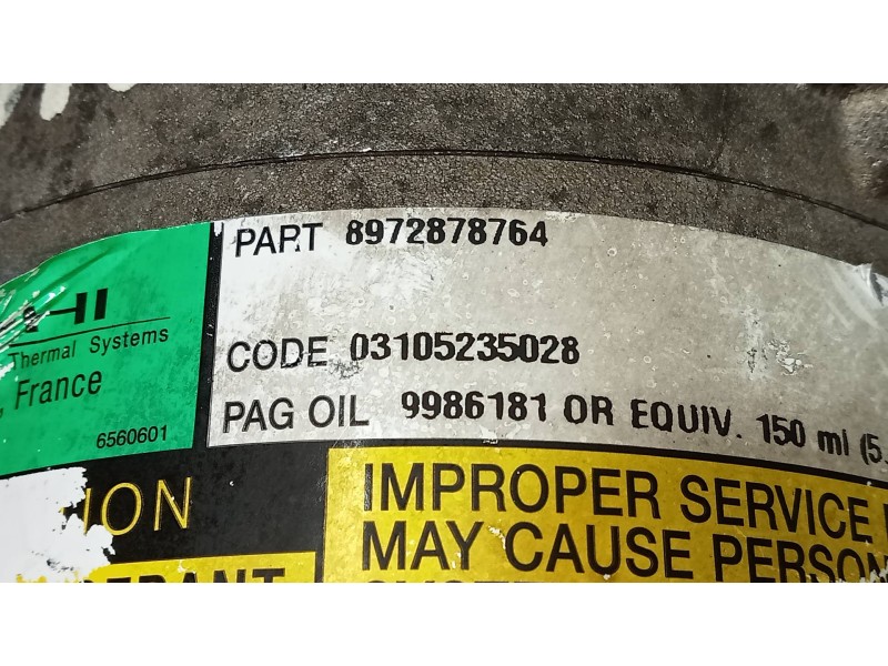 Recambio de compresor aire acondicionado para honda civic berlina 5 (eu7/8) 1.7 ctdi ls referencia OEM IAM 8972878764  