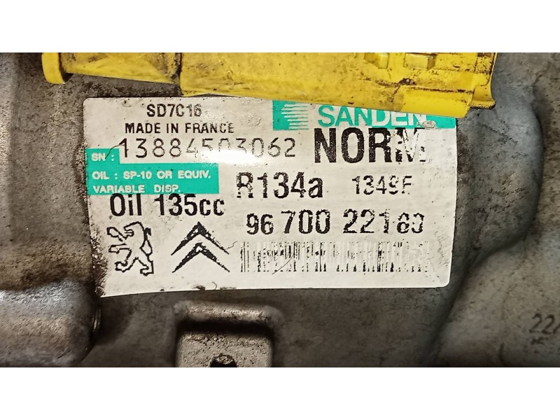 Recambio de compresor aire acondicionado para peugeot 407 sport referencia OEM IAM SD7C161349F 9670022180 