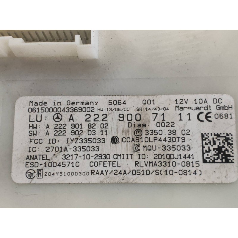 Recambio de modulo electronico para mercedes clase c (w205) lim. c 200 cgi (205.042) referencia OEM IAM A2229007111 A2229018202 