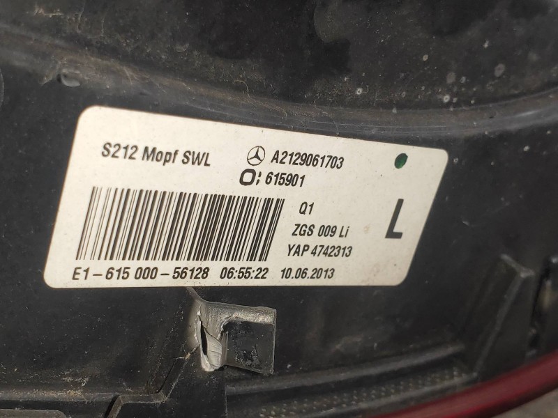 Recambio de piloto trasero izquierdo para mercedes clase e (w212) familiar 3.0 cdi cat referencia OEM IAM A2129061703  