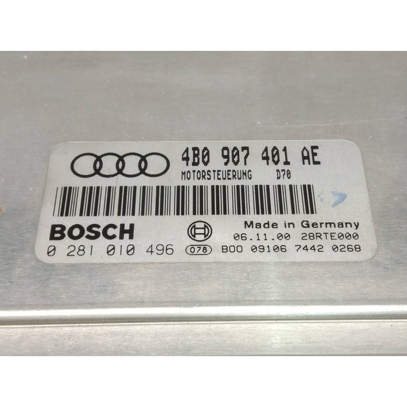 Recambio de centralita motor uce para audi a6 berlina (4b2) 2.5 tdi referencia OEM IAM 0281010496 4B0907401AE 