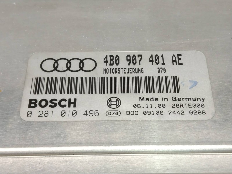 Recambio de centralita motor uce para audi a6 berlina (4b2) 2.5 tdi referencia OEM IAM 0281010496 4B0907401AE 