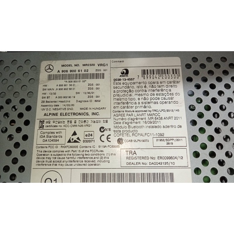 Recambio de sistema audio / radio cd para mercedes sprinterii caja cerrada (desde 01.06) 210/213/216 cdi (906.611/613) referenci