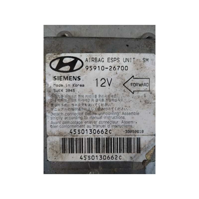 Recambio de centralita airbag para hyundai santa fe (sm) 2.0 crdi cat referencia OEM IAM 5WK43045 9591026700 45S0130662C