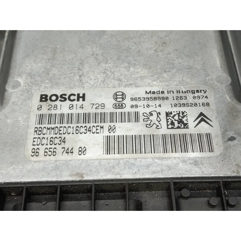 Recambio de centralita motor uce para citroen c4 picasso 1.6 16v hdi fap referencia OEM IAM 0281014729 9665674480 EDC16C34