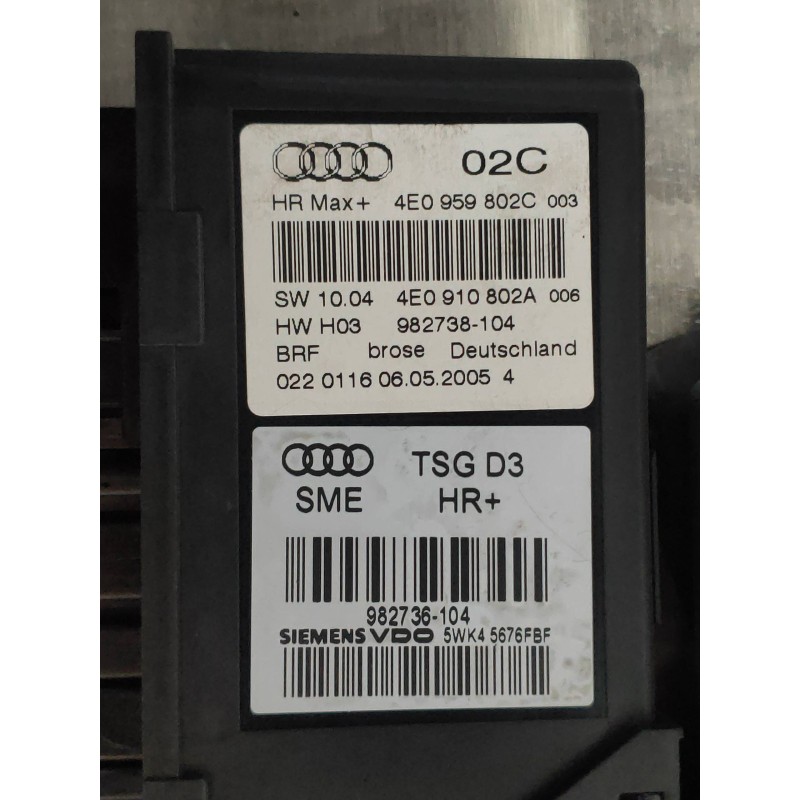 Recambio de elevalunas trasero derecho para audi a8 (4e2) 4.2 quattro referencia OEM IAM 4E0910802A 982738104 4E0910802A 4E48388
