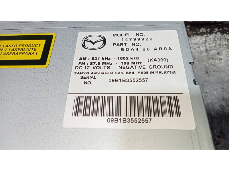 Recambio de sistema audio / radio cd para mazda 3 lim. (bl) 2.2 turbodiesel cat referencia OEM IAM BDA466AR0A 14799926 
