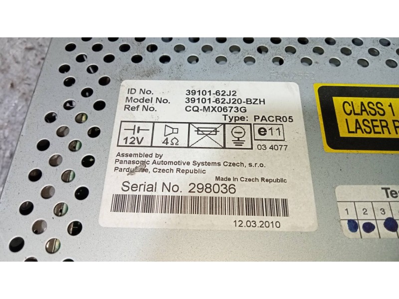 Recambio de sistema audio / radio cd para suzuki swift azg (nz) glx referencia OEM IAM 3910162J2 3910162J20 CQMX0673G