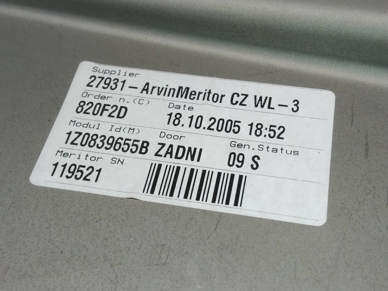 Recambio de elevalunas trasero izquierdo para skoda octavia berlina (1z3) active referencia OEM IAM 1Z0839655B 1K0959703E 5P