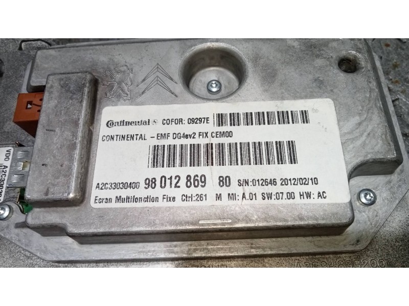 Recambio de pantalla multifuncion para peugeot 508 active referencia OEM IAM 9801286980 A2C33030400 