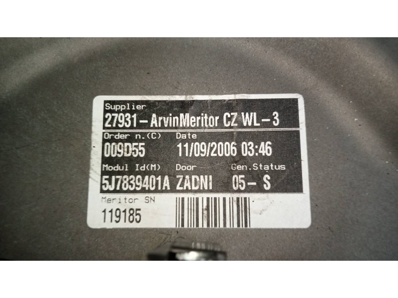 Recambio de elevalunas trasero izquierdo para skoda roomster (5j7) family referencia OEM IAM 5J7839401A  
