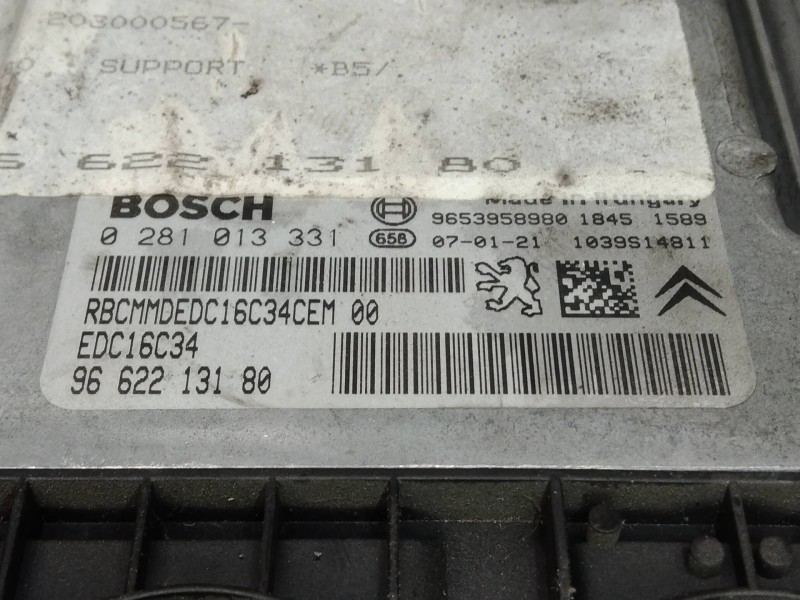 Recambio de centralita motor uce para citroen c4 berlina collection referencia OEM IAM 0281013331 9662213180 EDC16C34