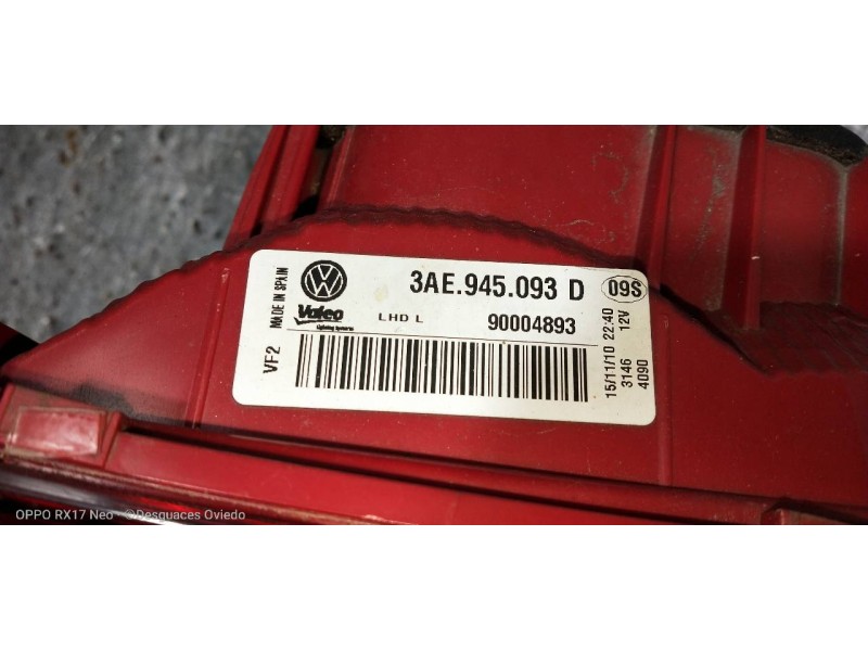 Recambio de piloto trasero izquierdo interior para volkswagen passat lim. (362) 2.0 tdi referencia OEM IAM 3AE945093D 90004893 