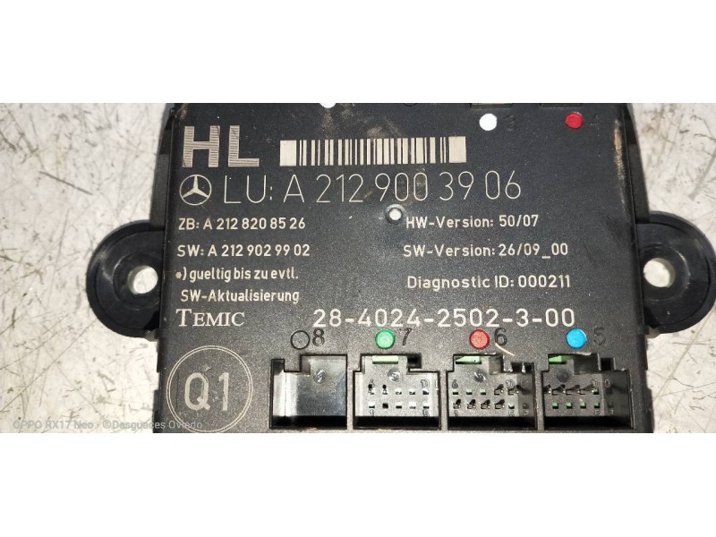 Recambio de modulo electronico para mercedes clase glk (w204) glk glk 220 cdi be (204.902) referencia OEM IAM A2129003906 A21282