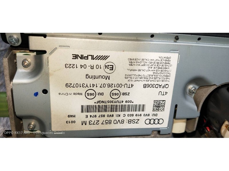 Recambio de pantalla multifuncion para audi a3 (8v) ambiente referencia OEM IAM   