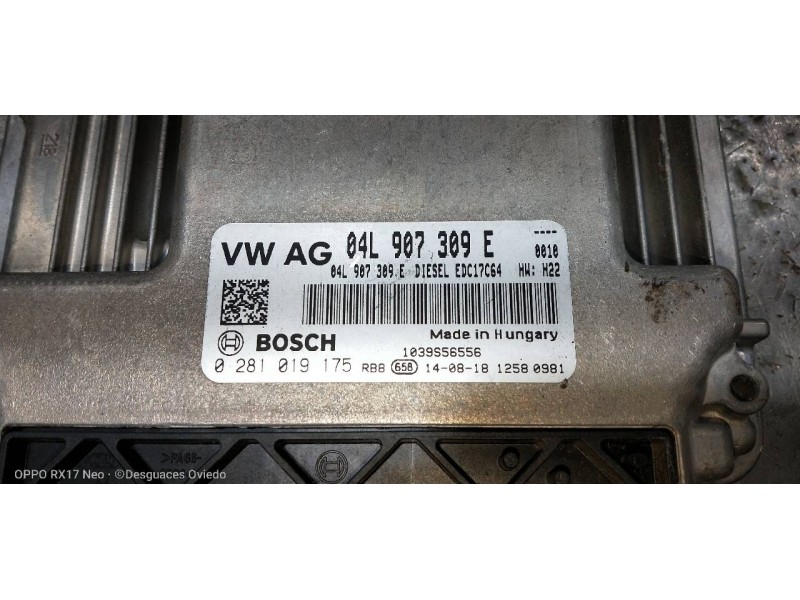 Recambio de centralita motor uce para audi a3 (8v) ambiente referencia OEM IAM 0281019175 04L907309E 