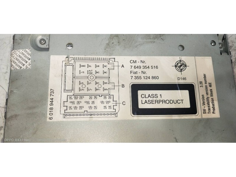 Recambio de sistema audio / radio cd para opel combo d expression l1h1 referencia OEM IAM 7649354516 7355124860 