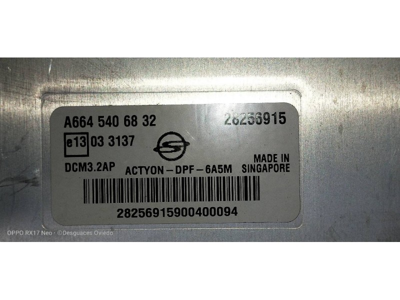 Recambio de centralita motor uce para ssangyong actyon 200 xdi referencia OEM IAM 28256915 A6645406832 
