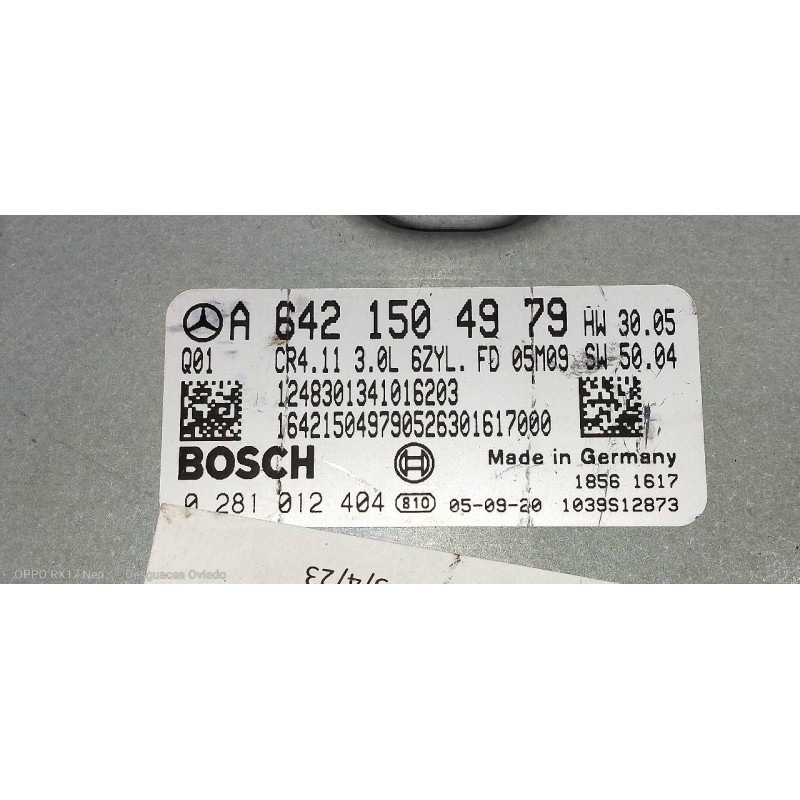 Recambio de centralita motor uce para mercedes clase e (w211) berlina e 280 cdi (211.020) referencia OEM IAM 0281012404 A6421504