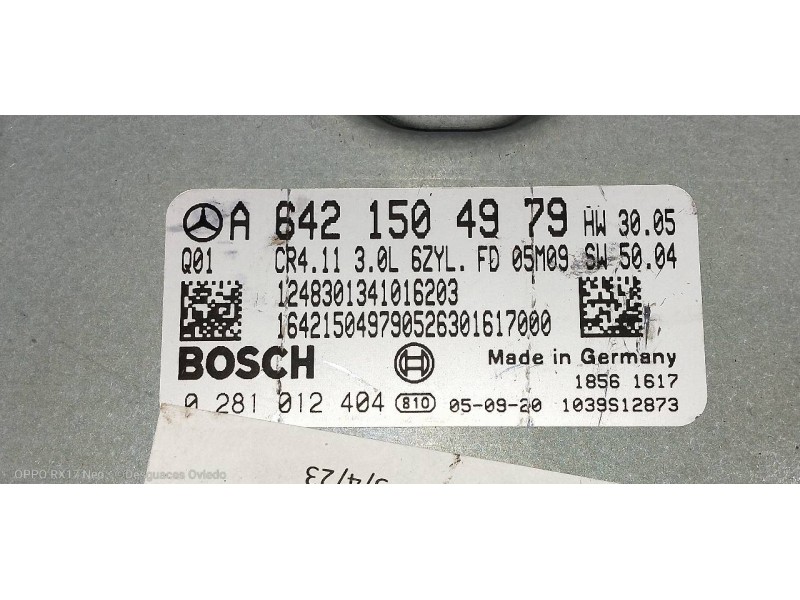 Recambio de centralita motor uce para mercedes clase e (w211) berlina e 280 cdi (211.020) referencia OEM IAM 0281012404 A6421504