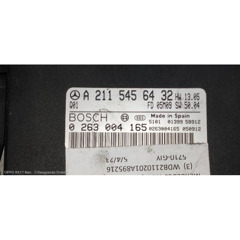 Recambio de modulo electronico para mercedes clase e (w211) berlina e 280 cdi (211.020) referencia OEM IAM 0263004165 A211545643