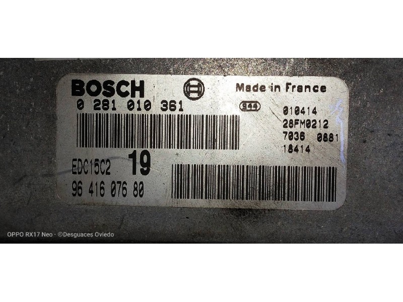 Recambio de centralita motor uce para peugeot 406 berlina (s1/s2) srdt referencia OEM IAM 0281010381 9641607680 