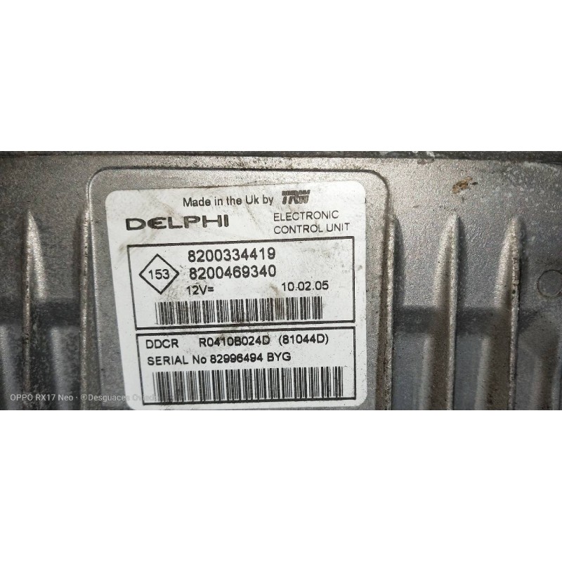 Recambio de centralita motor uce para renault megane ii berlina 3p luxe dynamique referencia OEM IAM R0410B024D 8200334419 82004