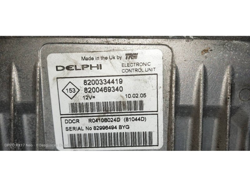 Recambio de centralita motor uce para renault megane ii berlina 3p luxe dynamique referencia OEM IAM R0410B024D 8200334419 82004
