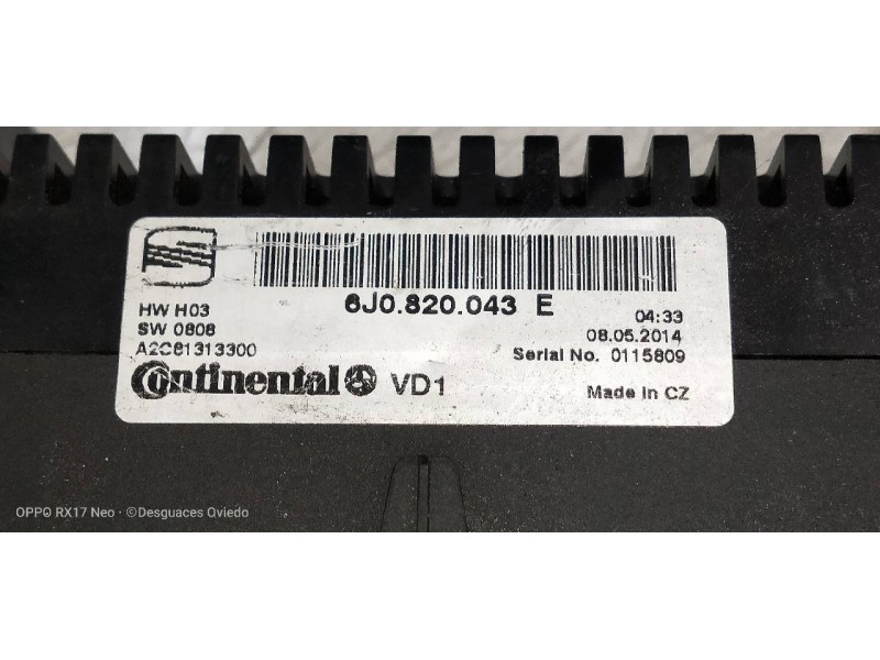 Recambio de mando calefaccion / aire acondicionado para seat ibiza sc (6j1) fr referencia OEM IAM 6J0820043E A2C81313300 