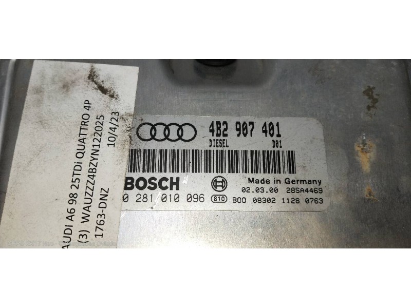 Recambio de centralita motor uce para audi a6 berlina (4b2) 2.5 tdi quattro referencia OEM IAM 0281010096 4B2907401 