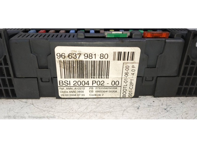 Recambio de caja reles / fusibles para peugeot 308 confort referencia OEM IAM 9663798180 BSI2004P0200 