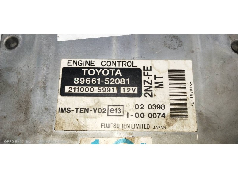 Recambio de centralita motor uce para toyota yaris (ncp1/nlp1/scp1) 1.3 linea luna referencia OEM IAM 8966152081 2110005991 