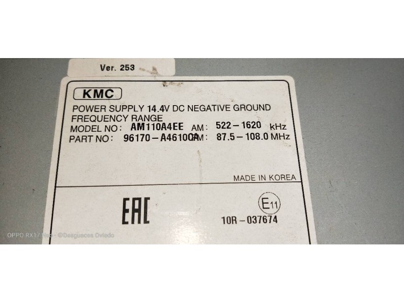 Recambio de sistema audio / radio cd para kia carens ( ) business referencia OEM IAM 96170A4610 AM110A4EE 