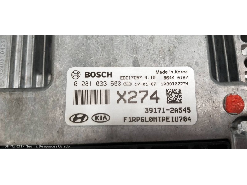 Recambio de centralita motor uce para kia carens ( ) business referencia OEM IAM 0281033603 391712A545 