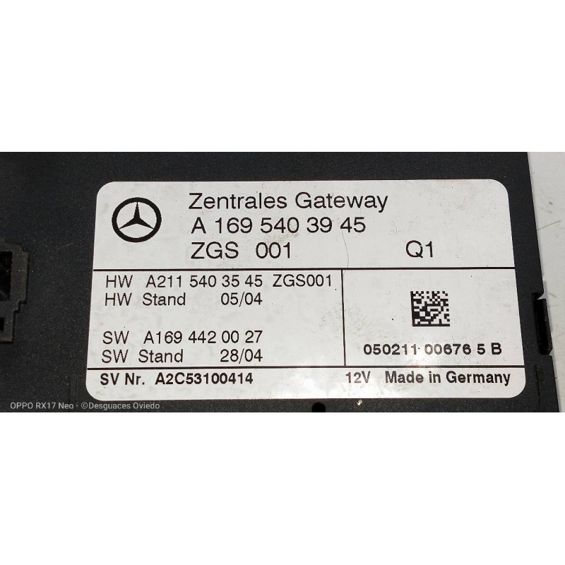 Recambio de modulo electronico para mercedes clase a (w169) a 180 cdi (169.307) referencia OEM IAM A1695403945 A2115403545 A1694