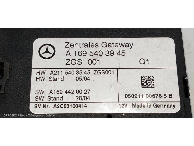 Recambio de modulo electronico para mercedes clase a (w169) a 180 cdi (169.307) referencia OEM IAM A1695403945 A2115403545 A1694