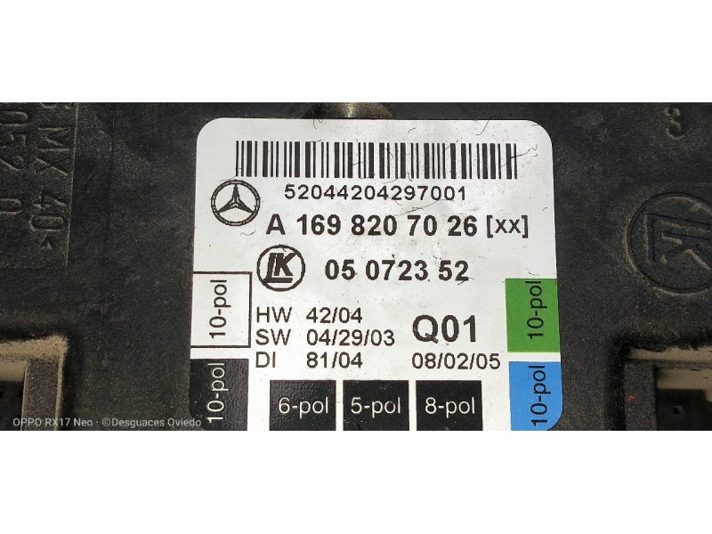 Recambio de modulo electronico para mercedes clase a (w169) a 180 cdi (169.307) referencia OEM IAM A1698207026  