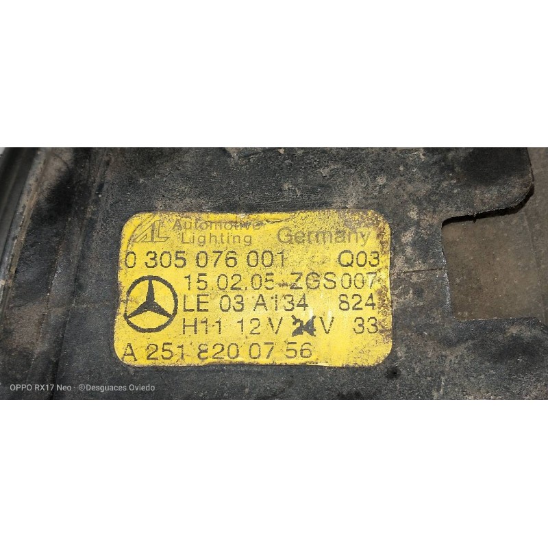 Recambio de faro antiniebla izquierdo para mercedes clase a (w169) a 180 cdi (169.307) referencia OEM IAM   